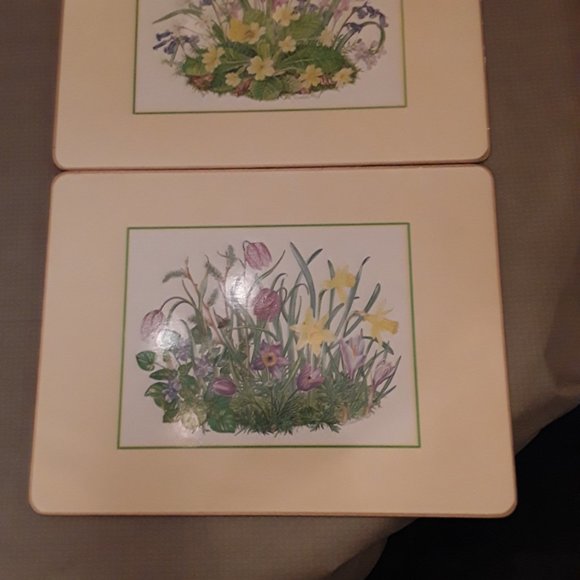 Set of 3 Floral Cork Table Mats Clover Leaf Elizabeth Rice Design UK 15x11.5 - Picture 2 of 9